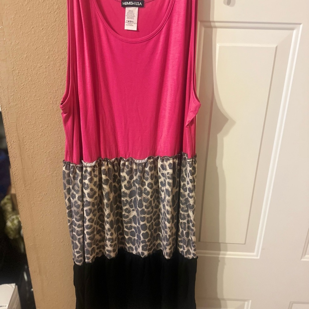 HEIMISH USA Pink and Leopard Print Dress